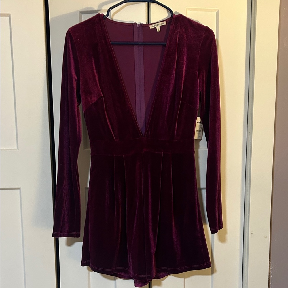 Charlotte Russe NWT Purple Velvet Romper